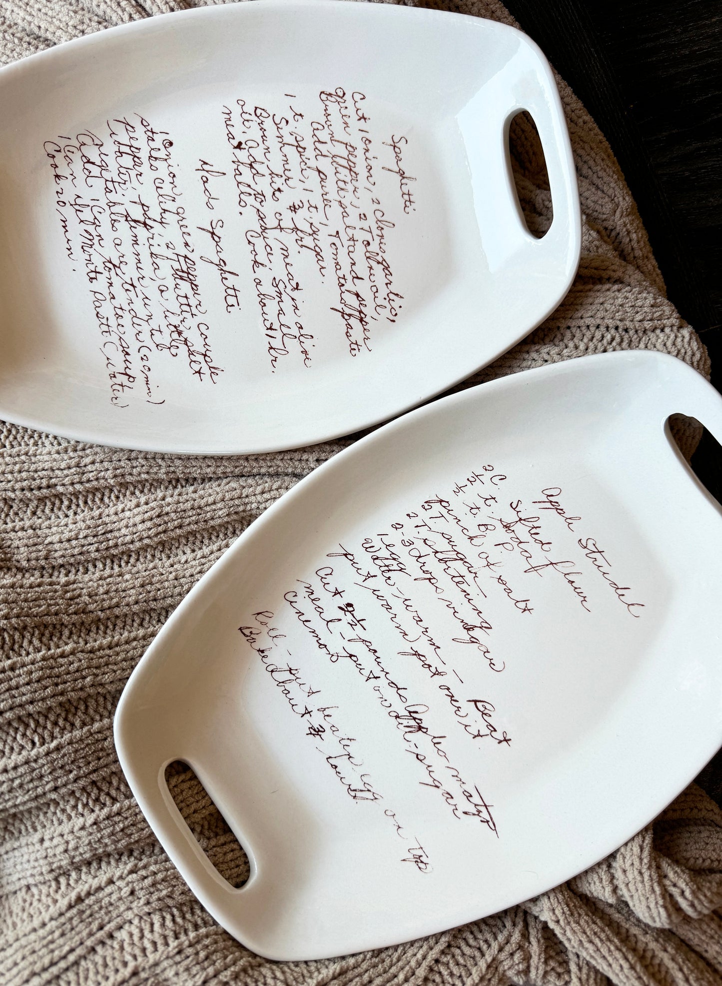 Ceramic Handwritten Recipe Platter with Handles