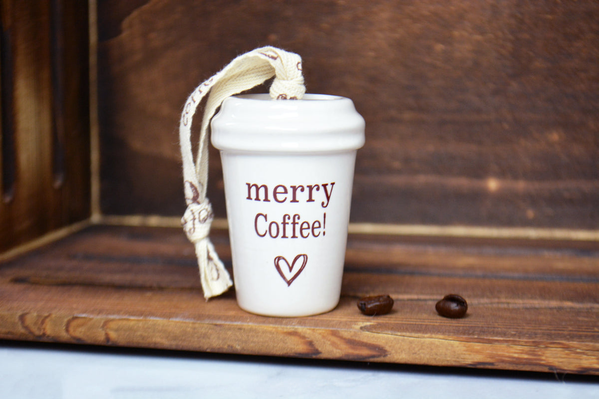 Personalized Coffee Cup Ornament - Merry Christmas Coffee Lover Gift