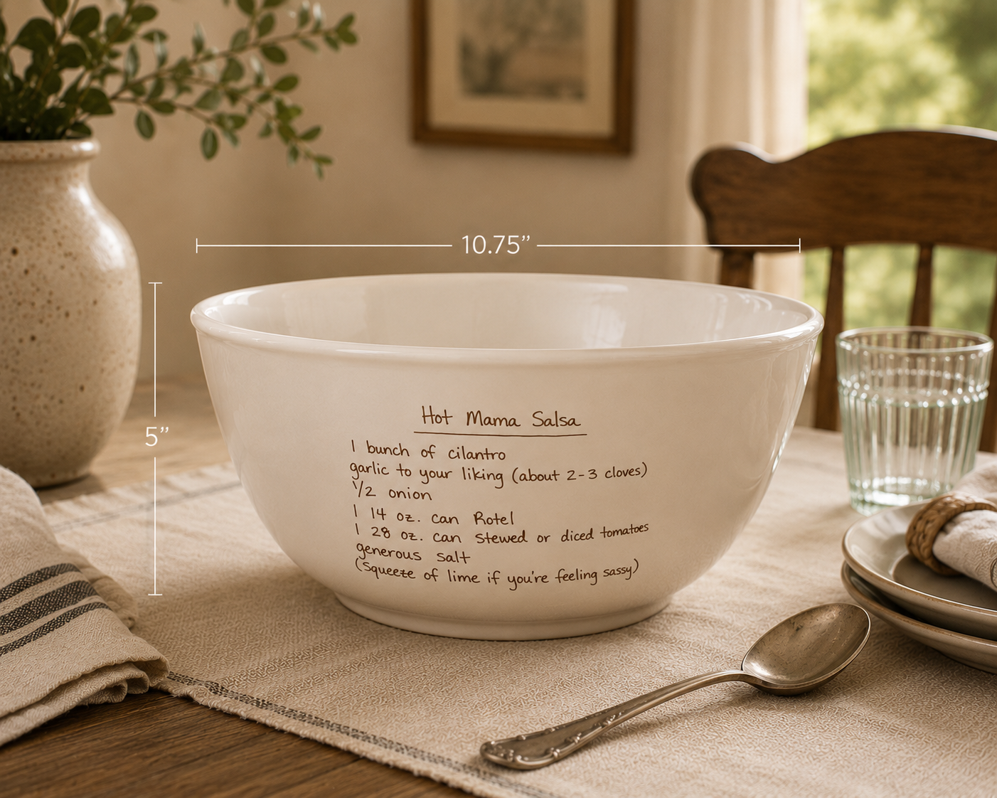 Personalized Kitchen Mixing Bowl with Custom Handwritten Family Recipe - Unique Handwriting Family Heirloom Gift