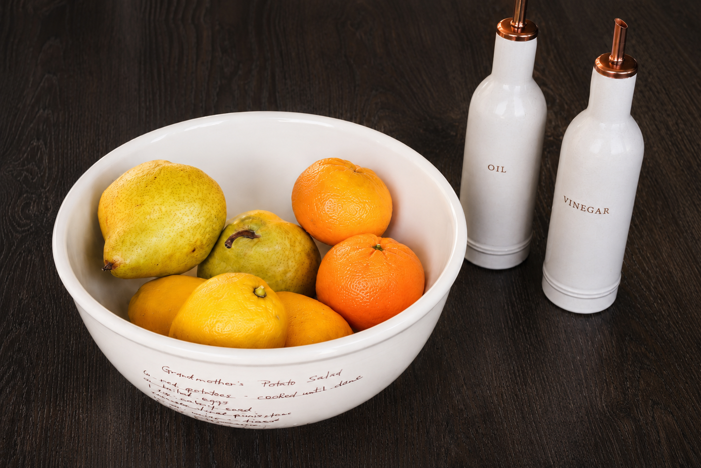 Personalized Kitchen Mixing Bowl with Custom Handwritten Family Recipe - Unique Handwriting Family Heirloom Gift