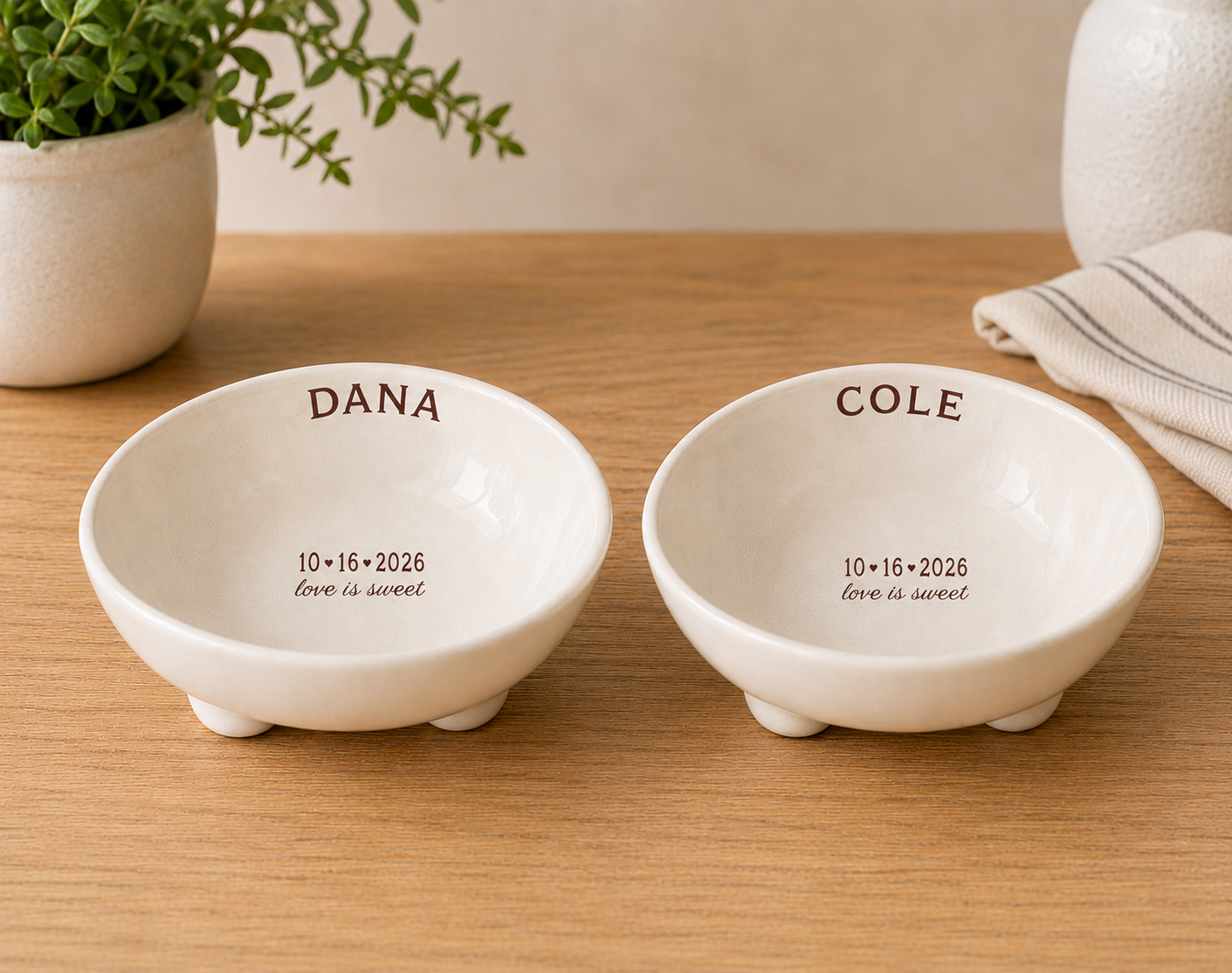 Love is Sweet Mr and Mrs Bride and Groom Ice Cream Bowl Set for Wedding Engagement or Anniversary