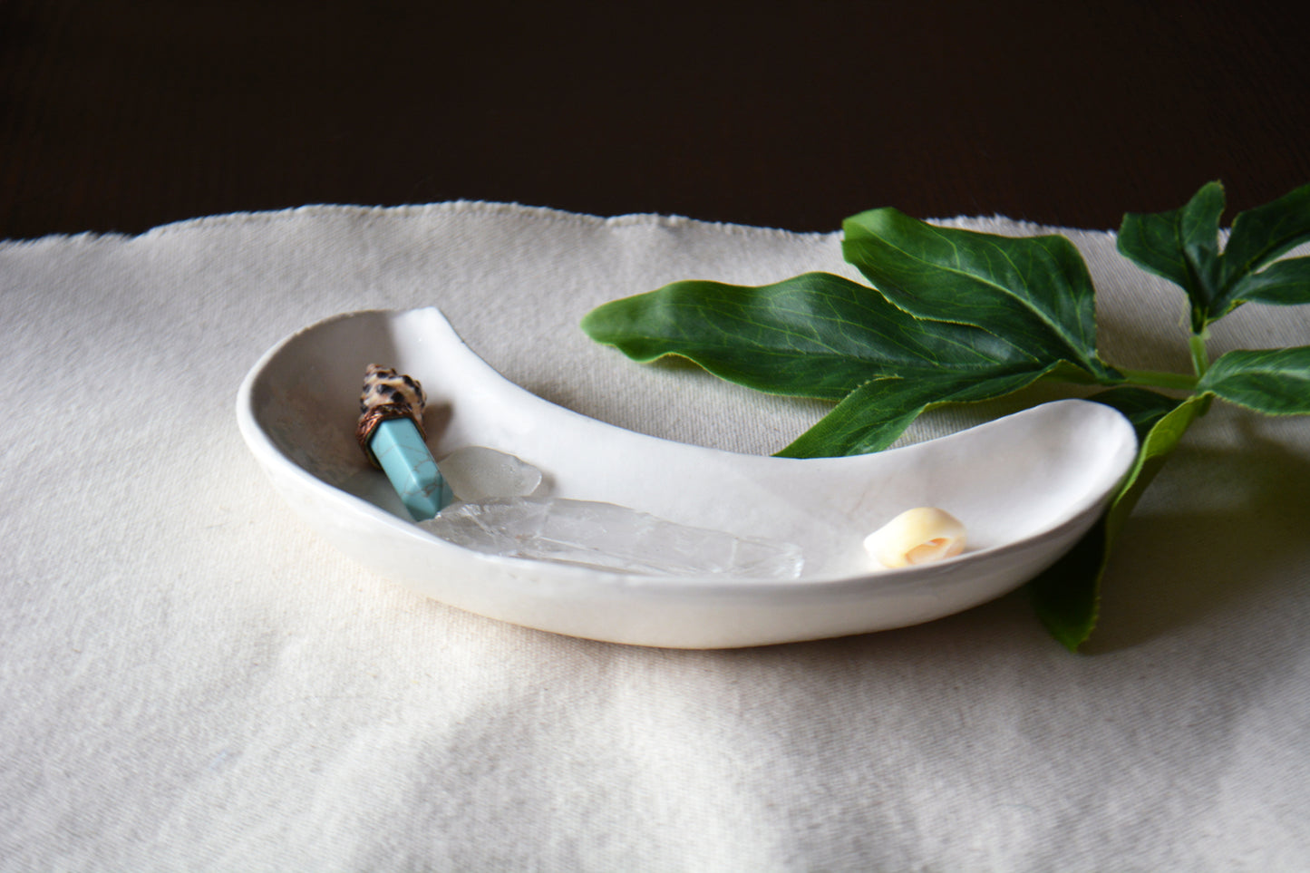 Personalized Handmade Ceramic Crescent Moon Bowl with Custom Text