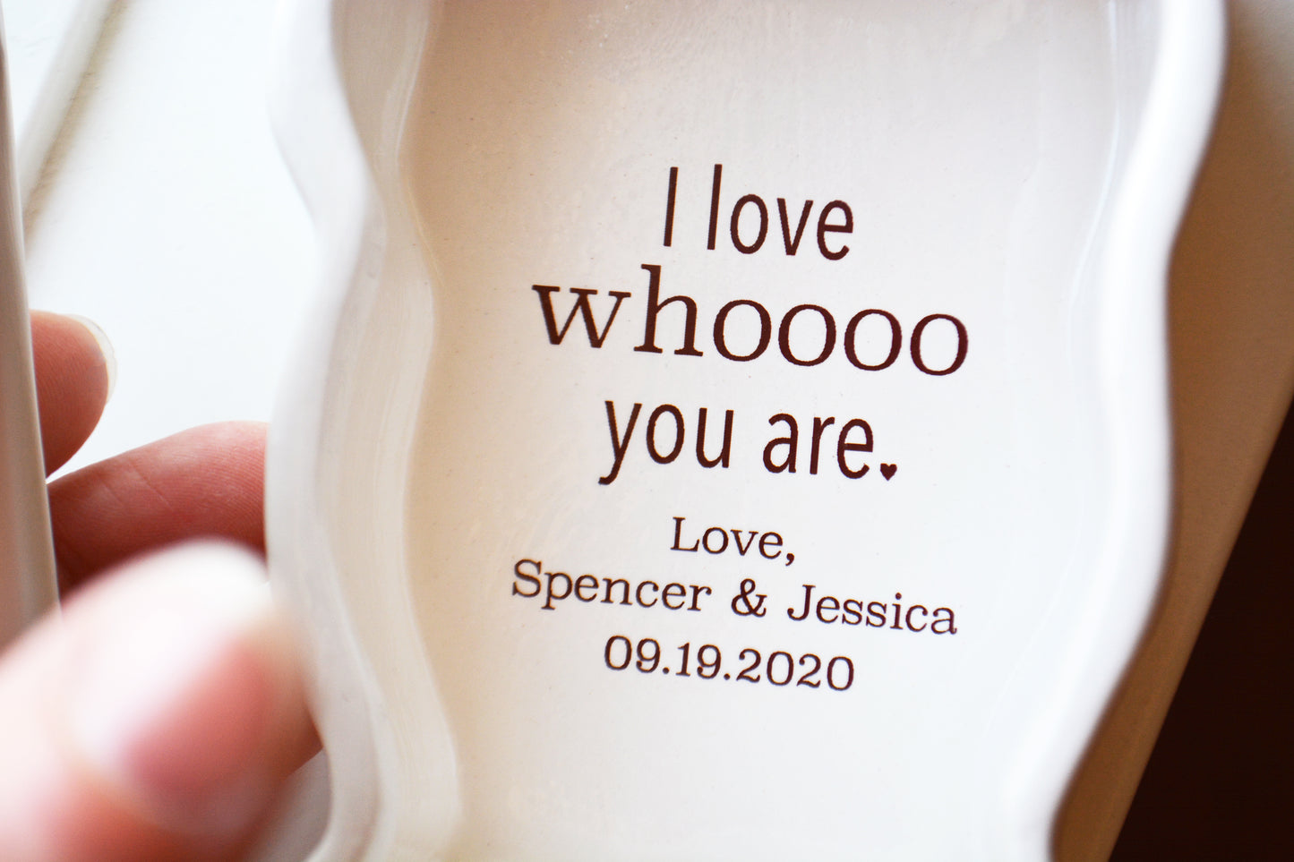 I Love Whoooo You Are Personalized Ceramic Owl Trinket Box - Unique Wedding Anniversary or Birthday Gift