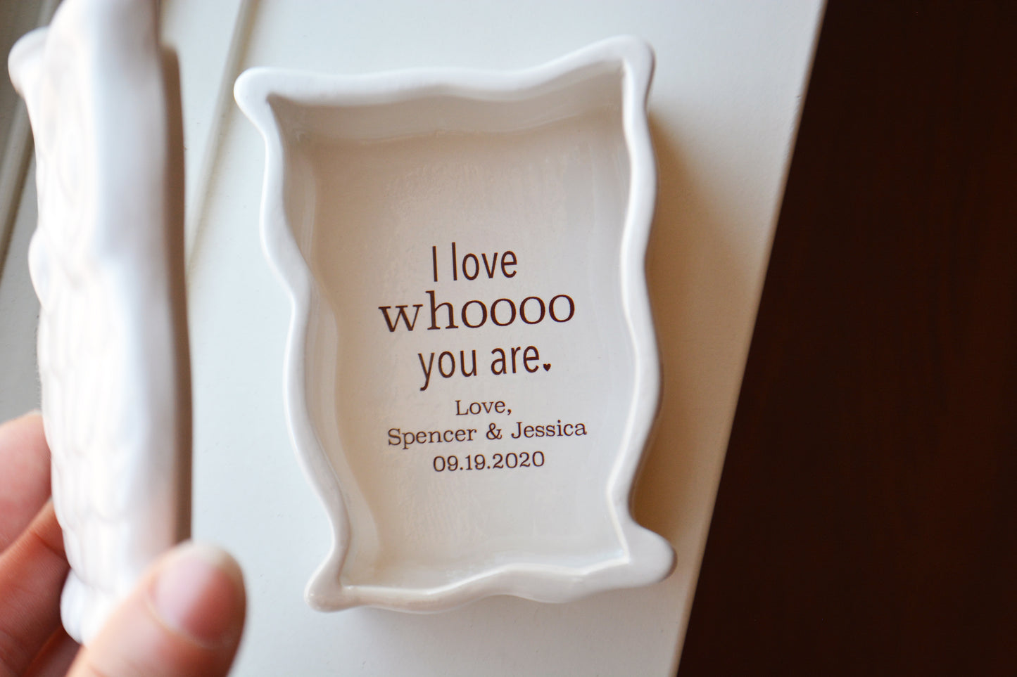 I Love Whoooo You Are Personalized Ceramic Owl Trinket Box - Unique Wedding Anniversary or Birthday Gift