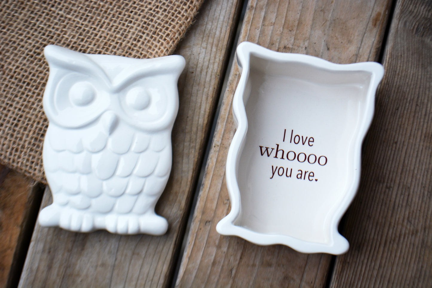 I Love Whoooo You Are Personalized Ceramic Owl Trinket Box - Unique Wedding Anniversary or Birthday Gift
