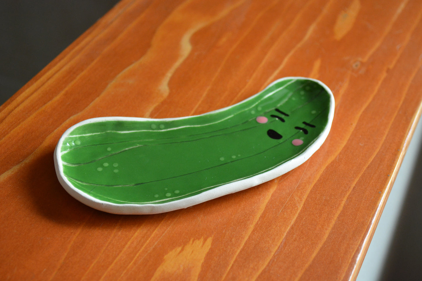 Handmade Ceramic Smiley Face Pickle Dish