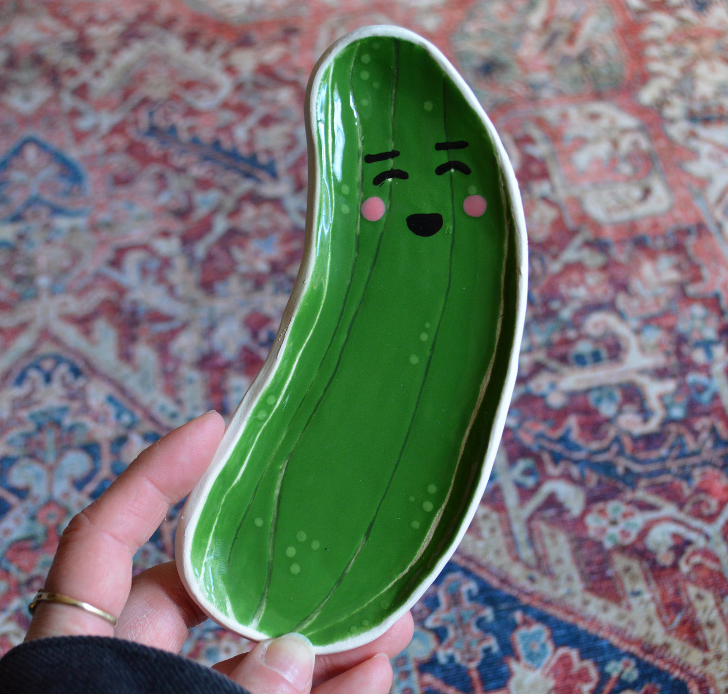 Handmade Ceramic Smiley Face Pickle Dish