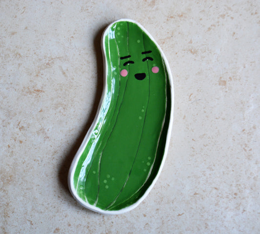 Handmade Ceramic Smiley Face Pickle Dish