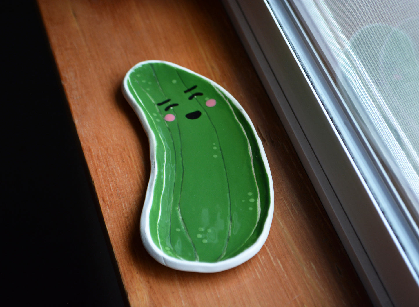 Handmade Ceramic Smiley Face Pickle Dish
