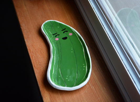 Handmade Ceramic Smiley Face Pickle Dish