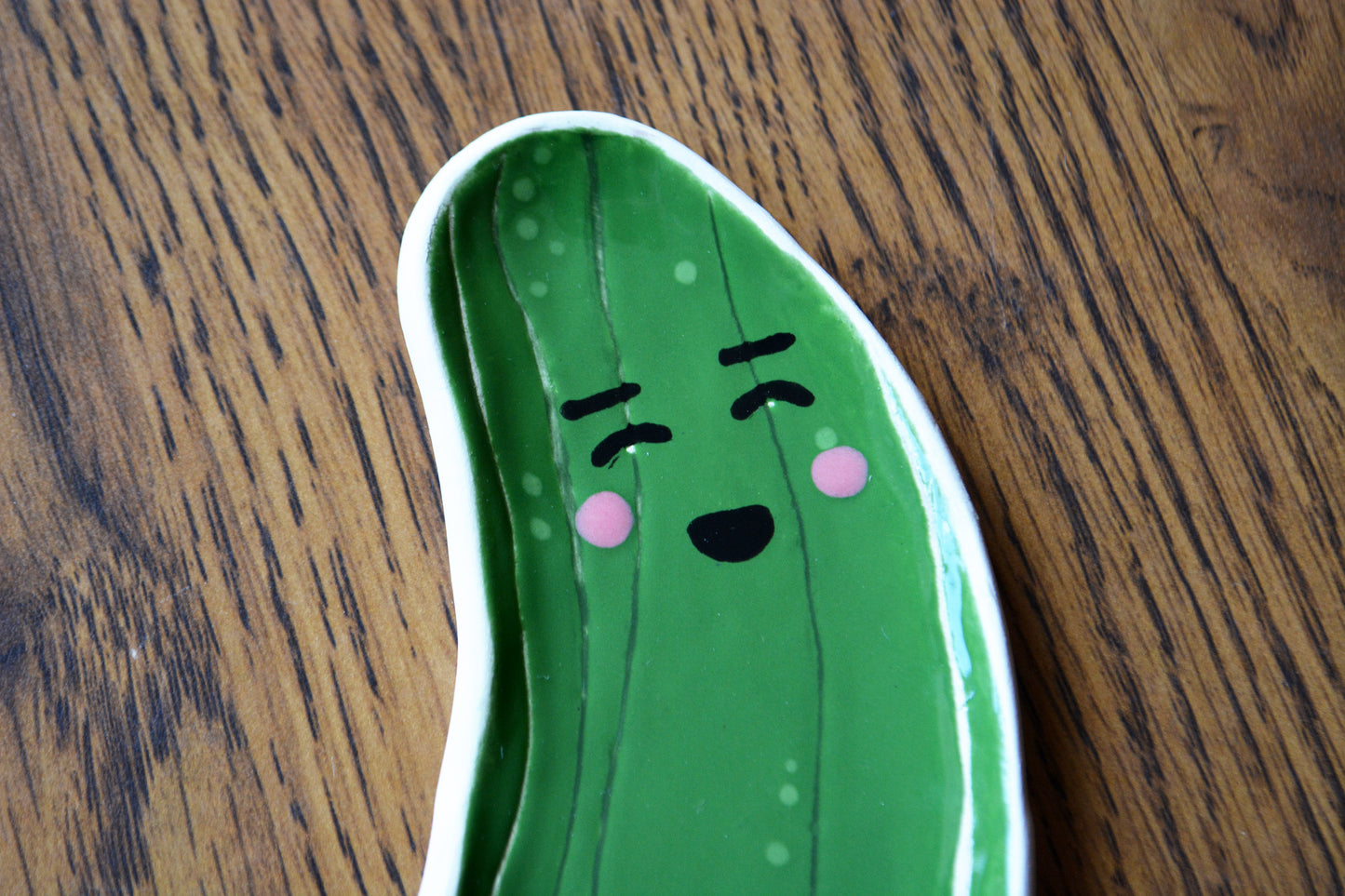 Handmade Ceramic Smiley Face Pickle Dish