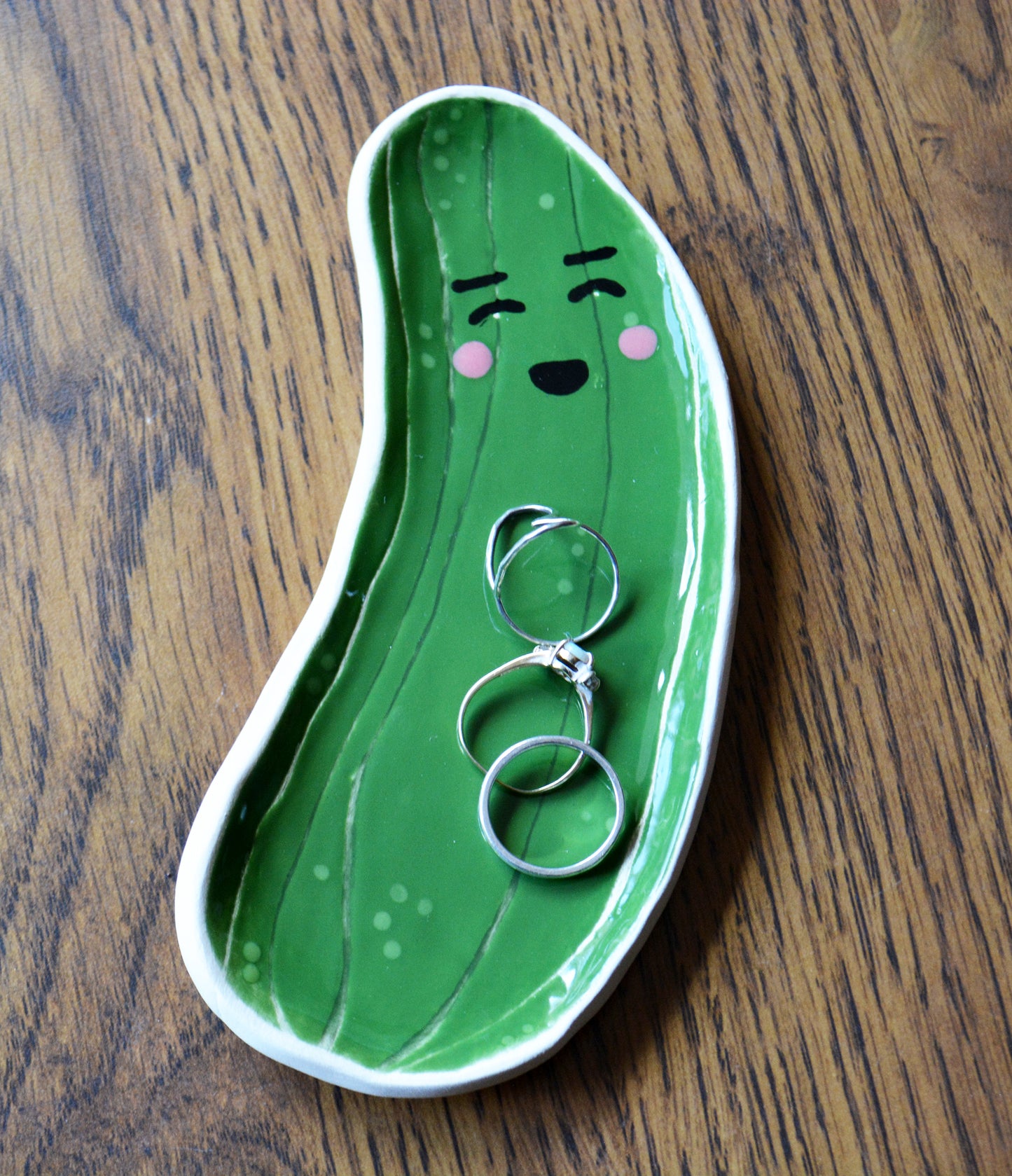 Handmade Ceramic Smiley Face Pickle Dish