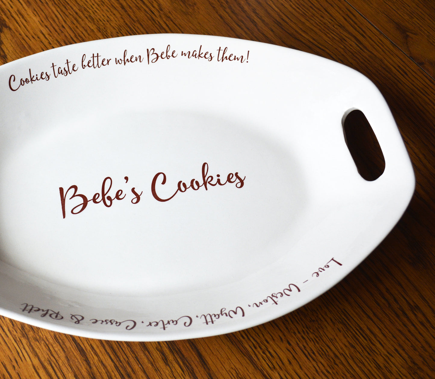Large Ceramic Platter with Handles and Custom Message