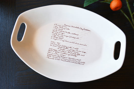 Ceramic Handwritten Recipe Platter with Handles