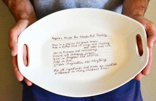 Ceramic Handwritten Recipe Platter with Handles
