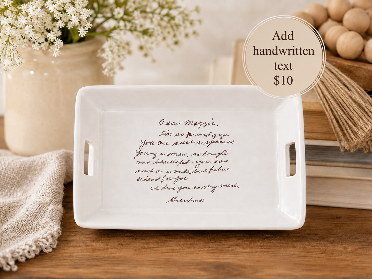 Personalized Rectangular Entryway Catchall Tray - Ceramic Key and Accessory Dish for Dresser, Nightstand, Bathroom or Kitchen