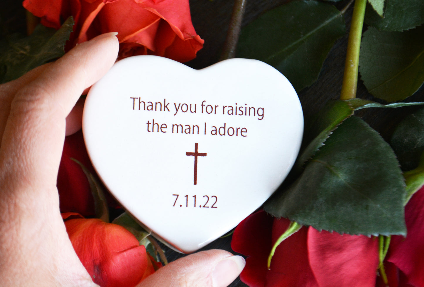 Thank You For Raising The Man I Prayed For Personalized Heart Keepsake Box - Unique Mother-in-Law Wedding Gift