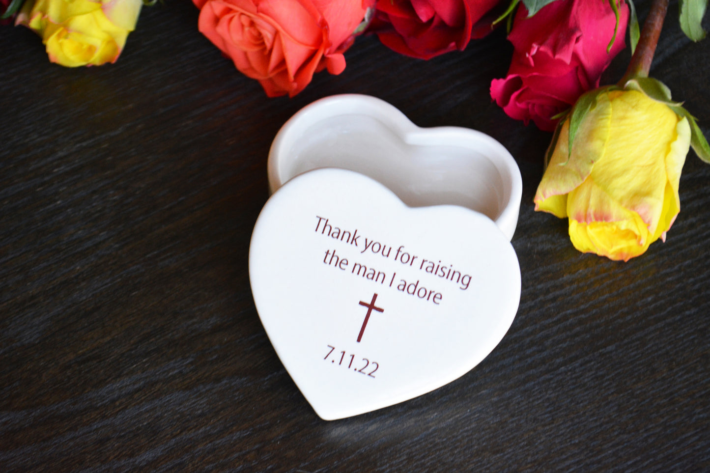 Thank You For Raising The Man I Prayed For Personalized Heart Keepsake Box - Unique Mother-in-Law Wedding Gift