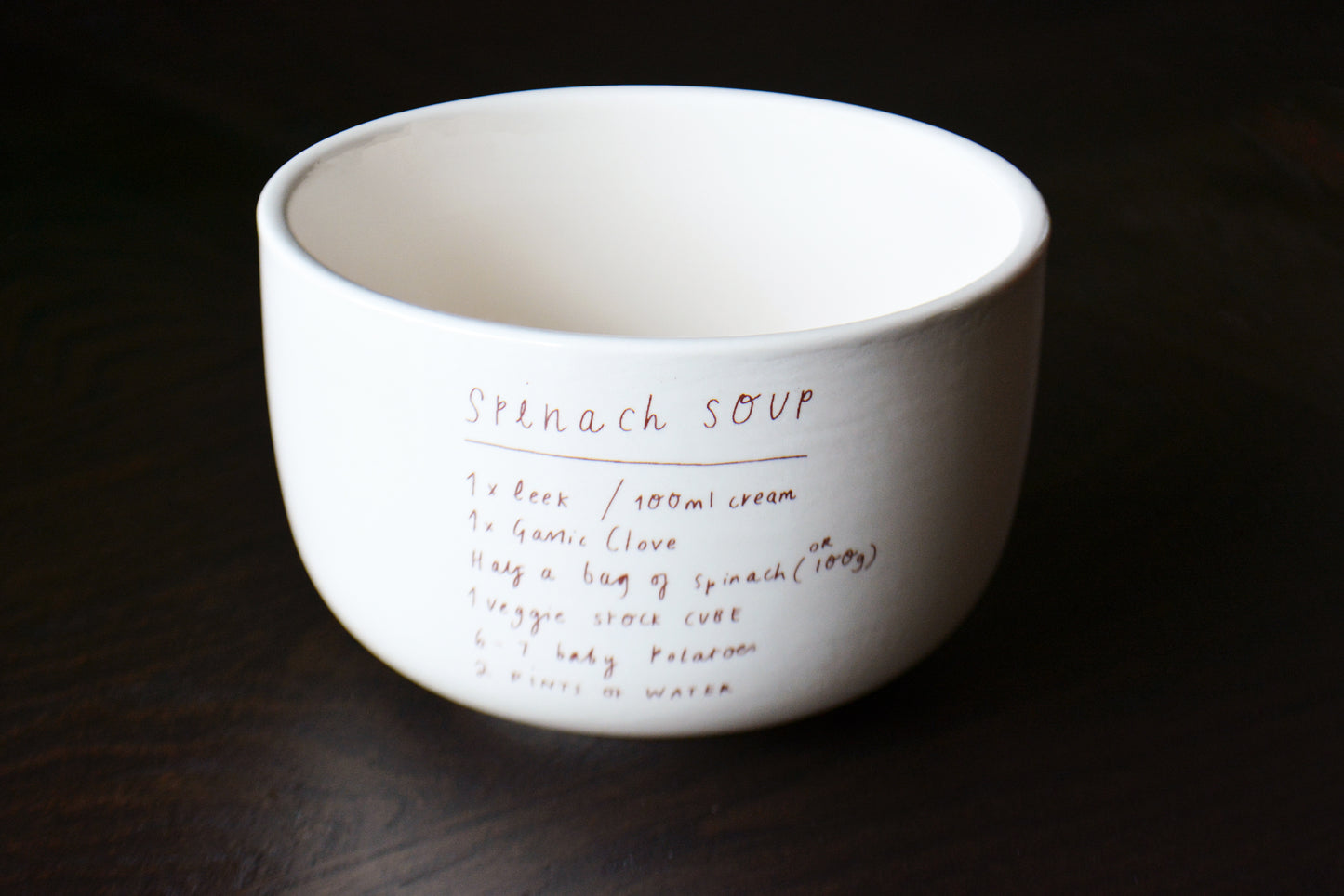 Custom Large Ceramic Soup Bowl with Engraved Handwritten Family Recipe