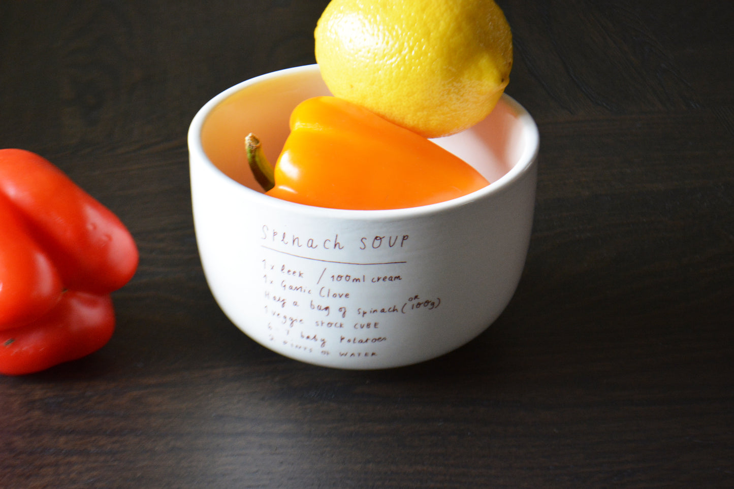 Custom Large Ceramic Soup Bowl with Engraved Handwritten Family Recipe