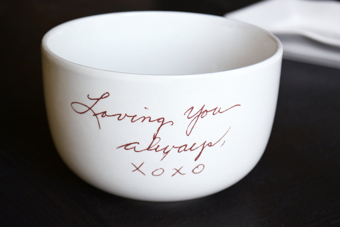 Custom Large Ceramic Soup Bowl with Engraved Handwritten Family Recipe