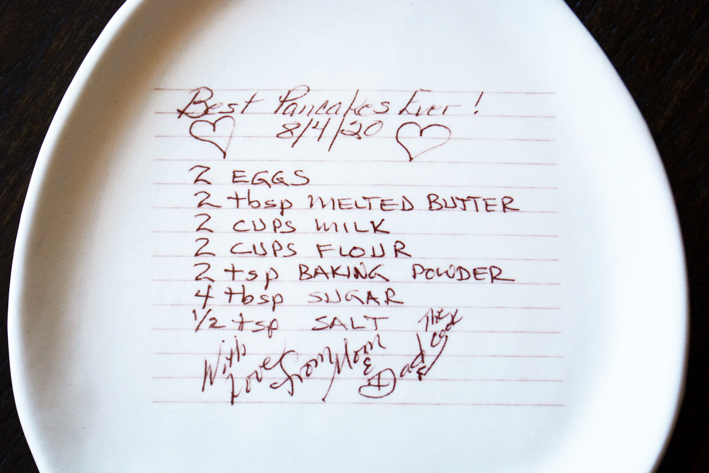 Personalized Ceramic Spoon Rest with Custom Handwritten Message