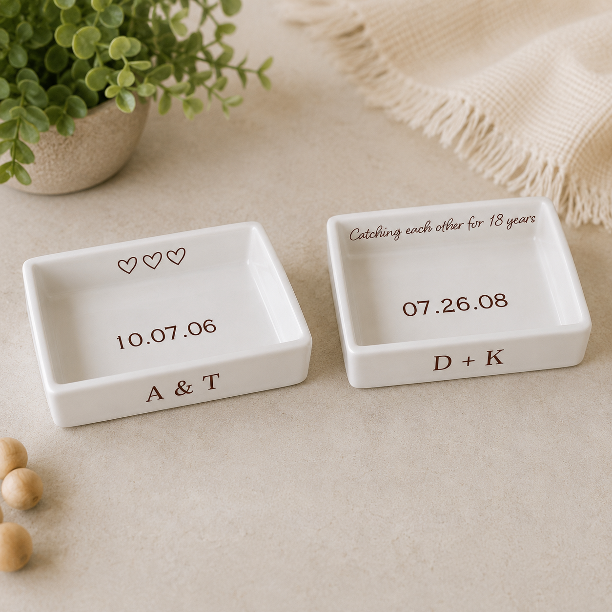 Personalized Entryway Key Tray - Ceramic Catchall Dish - Unique Wedding Anniversary Housewarming or Birthday Gift