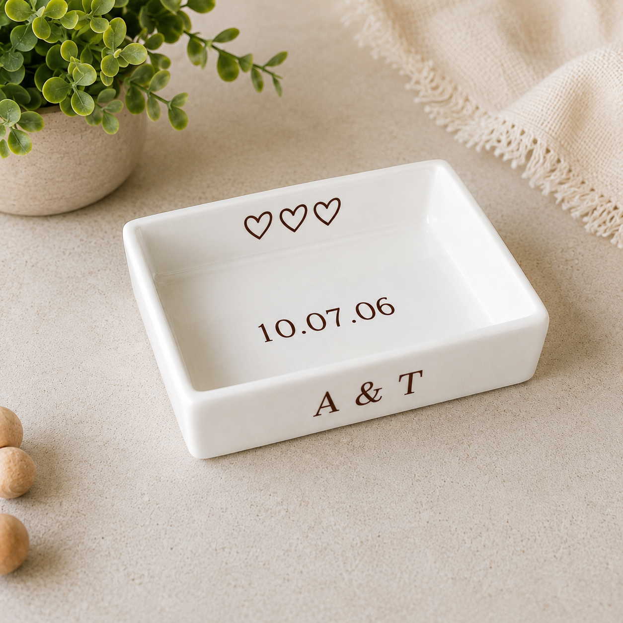 Personalized Entryway Key Tray - Ceramic Catchall Dish - Unique Wedding Anniversary Housewarming or Birthday Gift