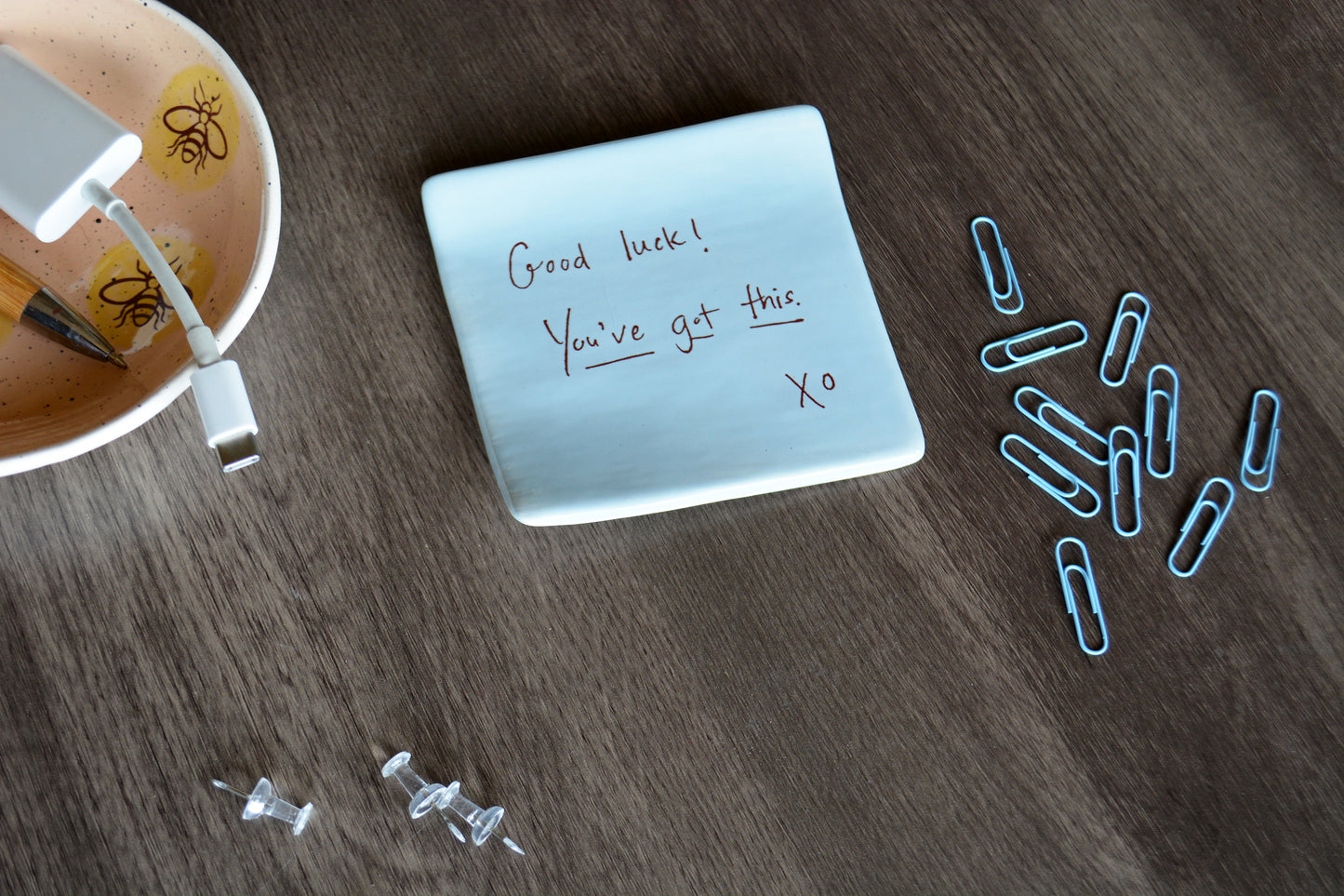 Personalized Ceramic Post-It Sticky Note Dish - Custom Handwritten Keepsake - Unique Handwriting Wedding, Memorial or Friendship Gift