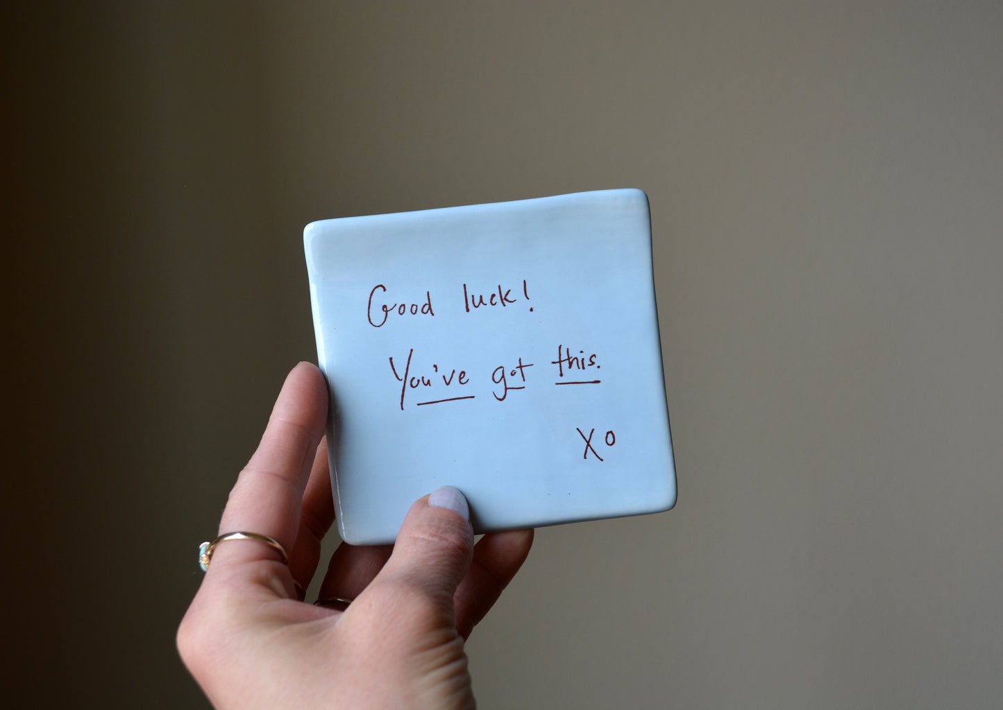 Personalized Ceramic Post-It Sticky Note Dish - Custom Handwritten Keepsake - Unique Handwriting Wedding, Memorial or Friendship Gift