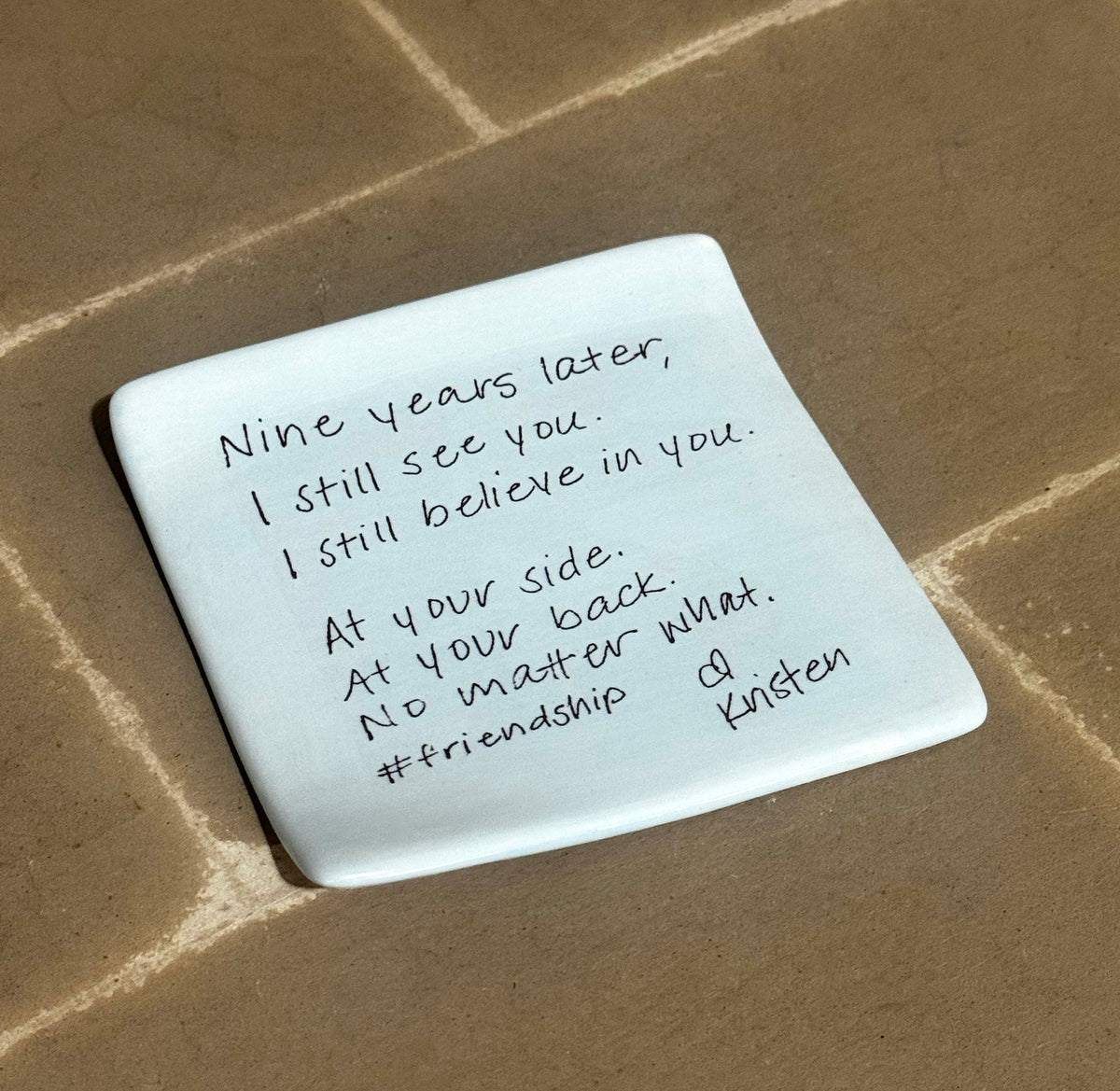 Personalized Ceramic Post-It Sticky Note Dish - Custom Handwritten Keepsake - Unique Handwriting Wedding, Memorial or Friendship Gift