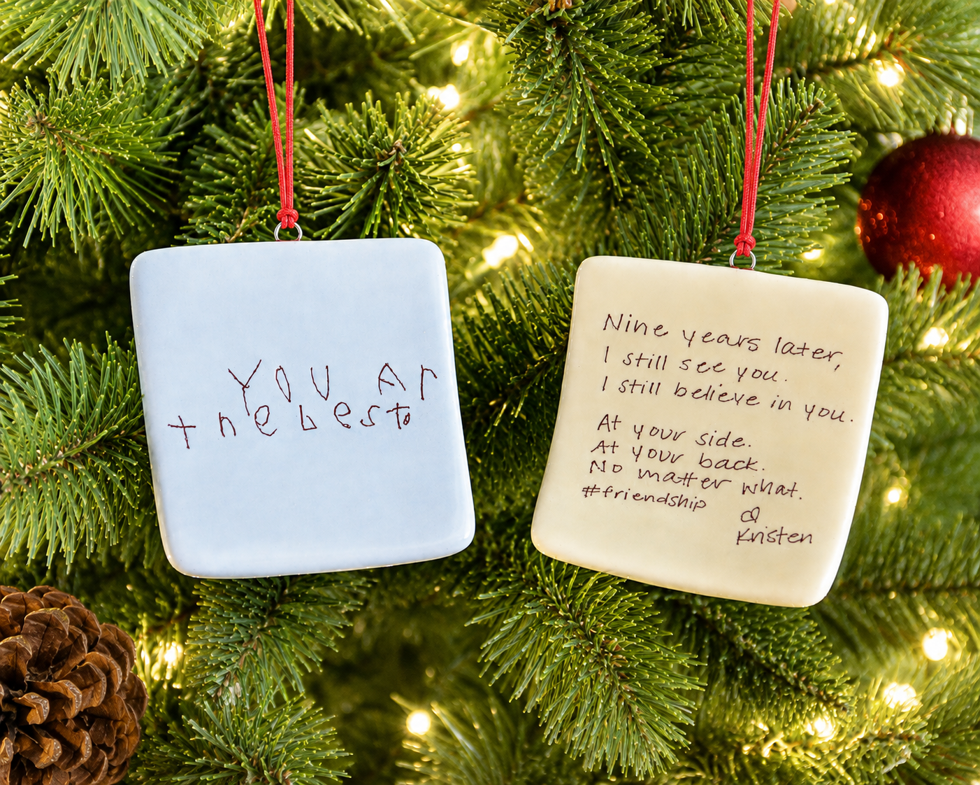 Personalized Post-It Sticky Note Christmas Ornament - Unique Custom Handwritten Keepsake - Handwriting Memorial Ornament