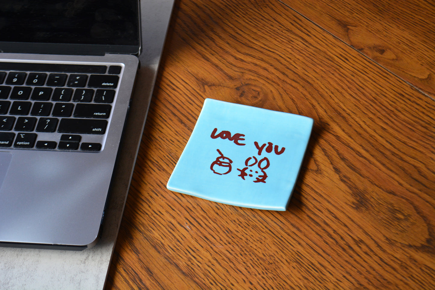 Personalized Ceramic Sticky Note Dish with Custom Handwritten Message