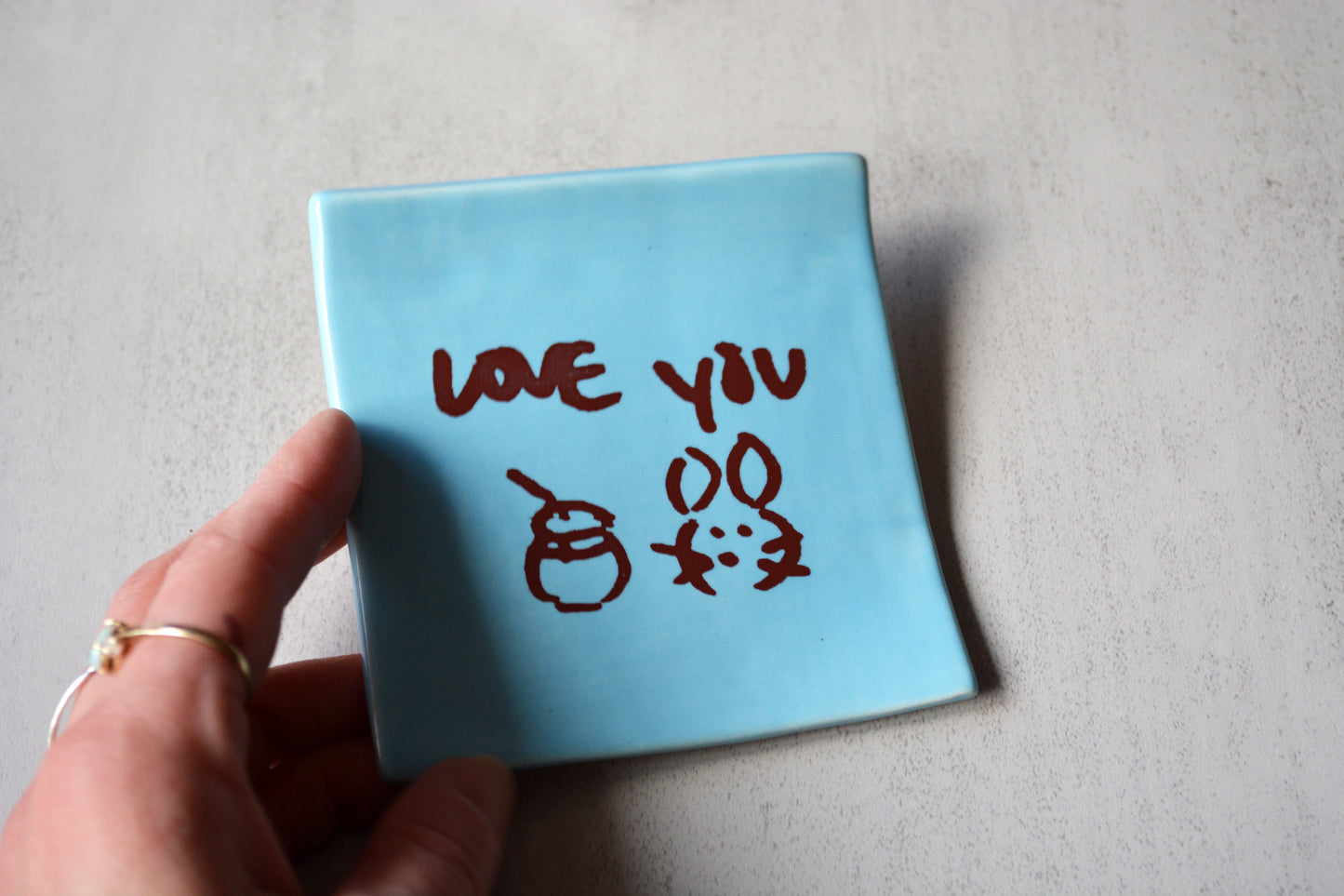 Personalized Ceramic Sticky Note Dish with Custom Handwritten Message