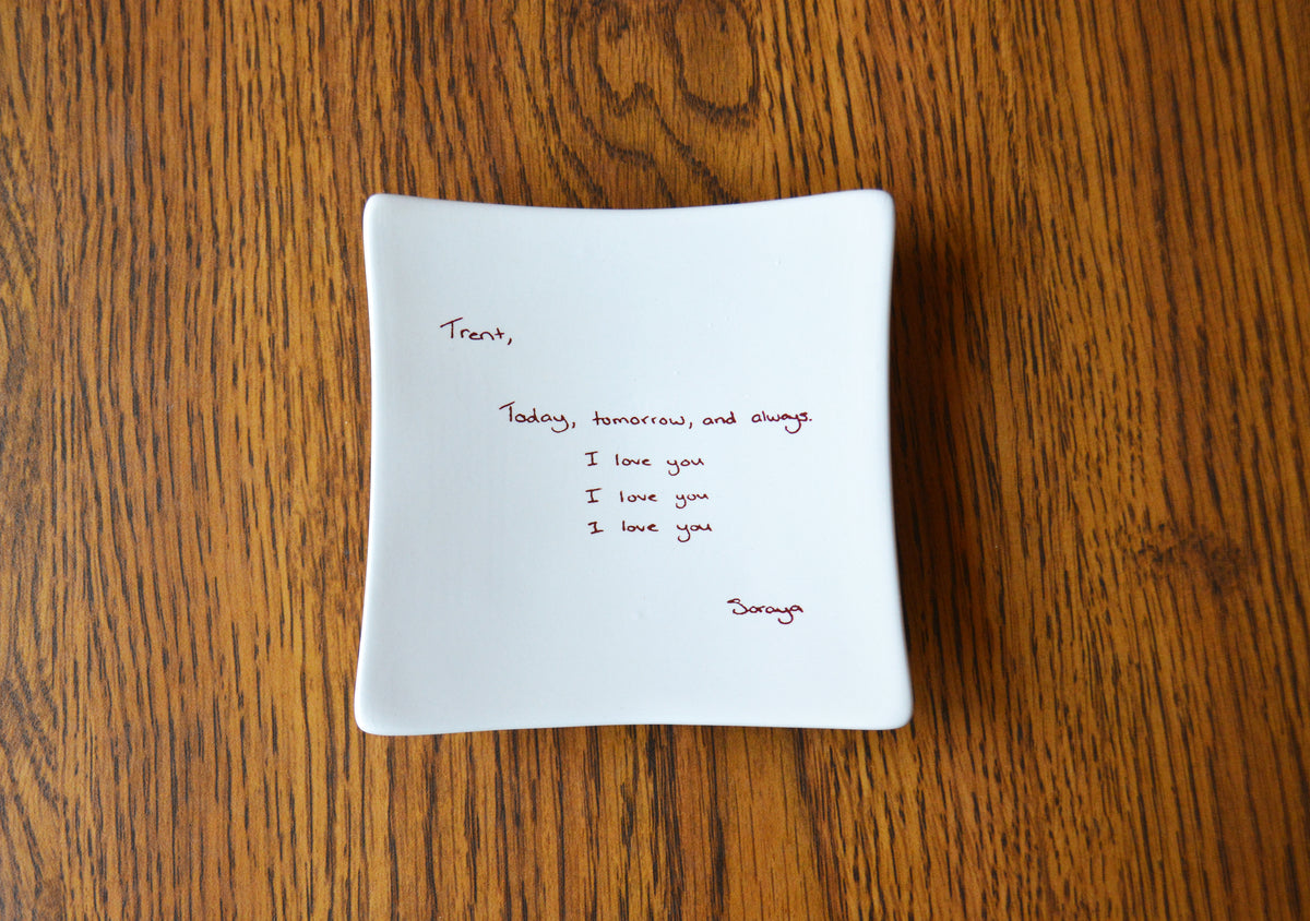 Ceramic Handwriting Keepsake Trinket Dish - Add a Handwritten Note From Any Loved One - Remembrance Memorial Gift