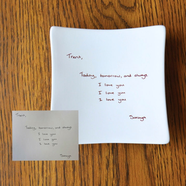 Ceramic Handwriting Keepsake Trinket Dish - Add a Handwritten Note From Any Loved One - Remembrance Memorial Gift