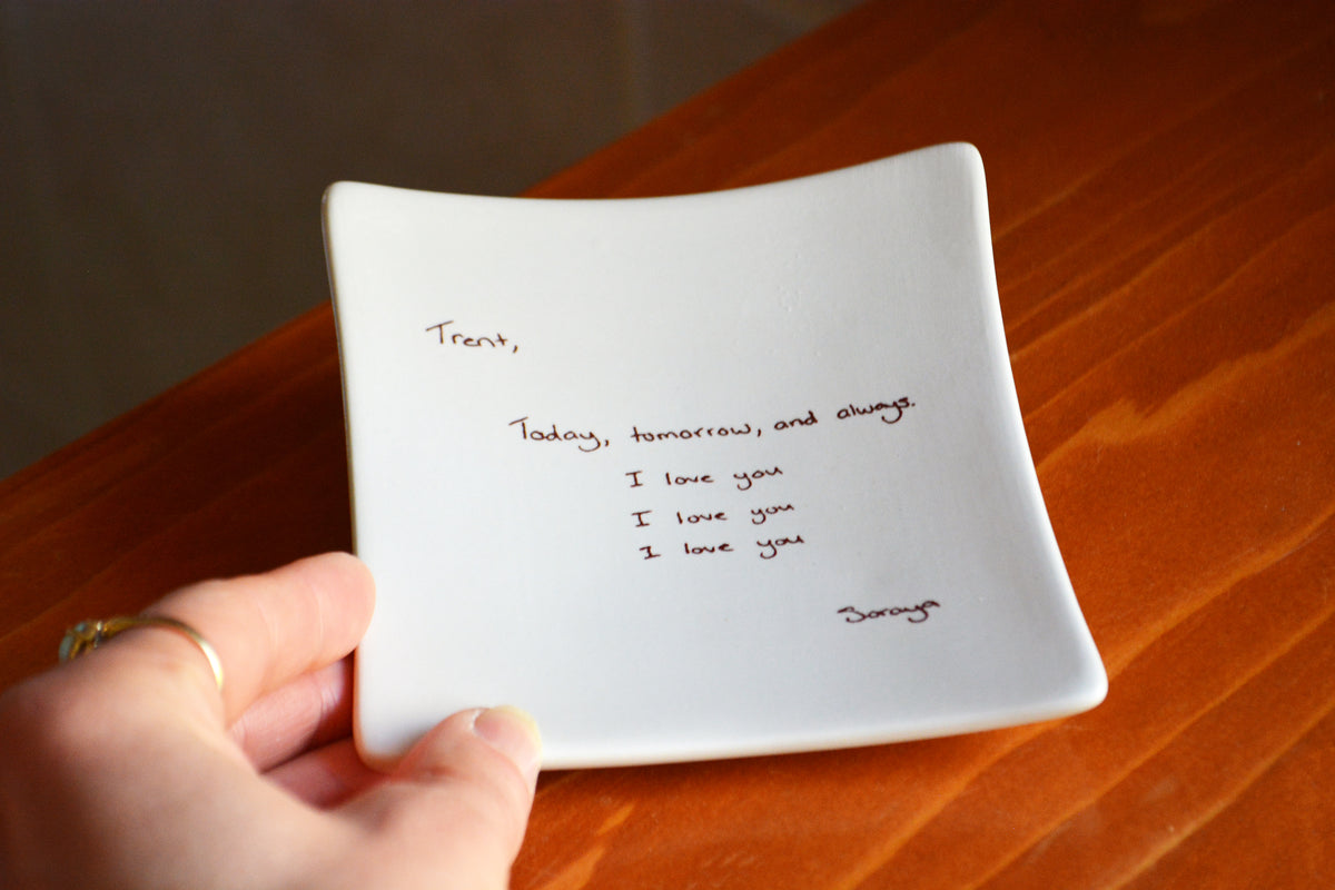 Ceramic Handwriting Keepsake Trinket Dish - Add a Handwritten Note From Any Loved One - Remembrance Memorial Gift