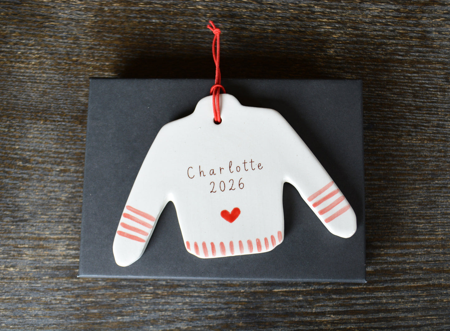 Personalized Ceramic Sweater Ornament - Custom Ugly Christmas Sweater Ornament - Handmade Holiday Keepsake Gift