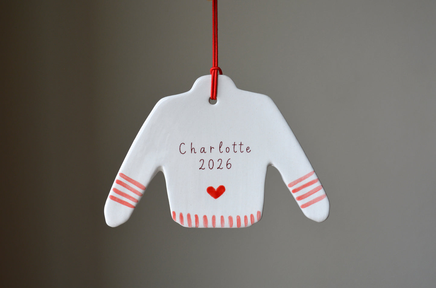 Personalized Ceramic Sweater Ornament - Custom Ugly Christmas Sweater Ornament - Handmade Holiday Keepsake Gift