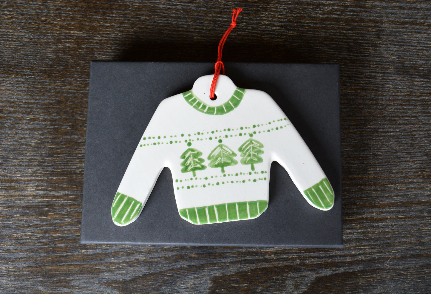 Personalized Ceramic Sweater Ornament - Custom Ugly Christmas Sweater Ornament - Handmade Holiday Keepsake Gift