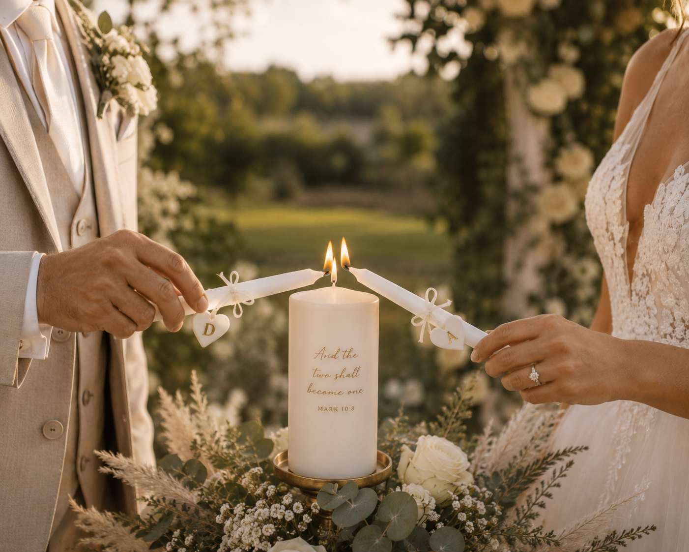 Two Hearts Become One Taper Unity Candles Personalized with Initials