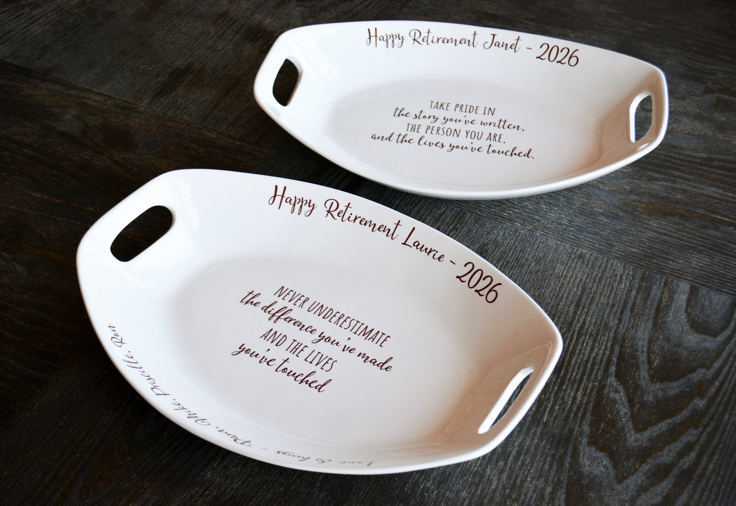 Large Ceramic Platter with Handles and Custom Message