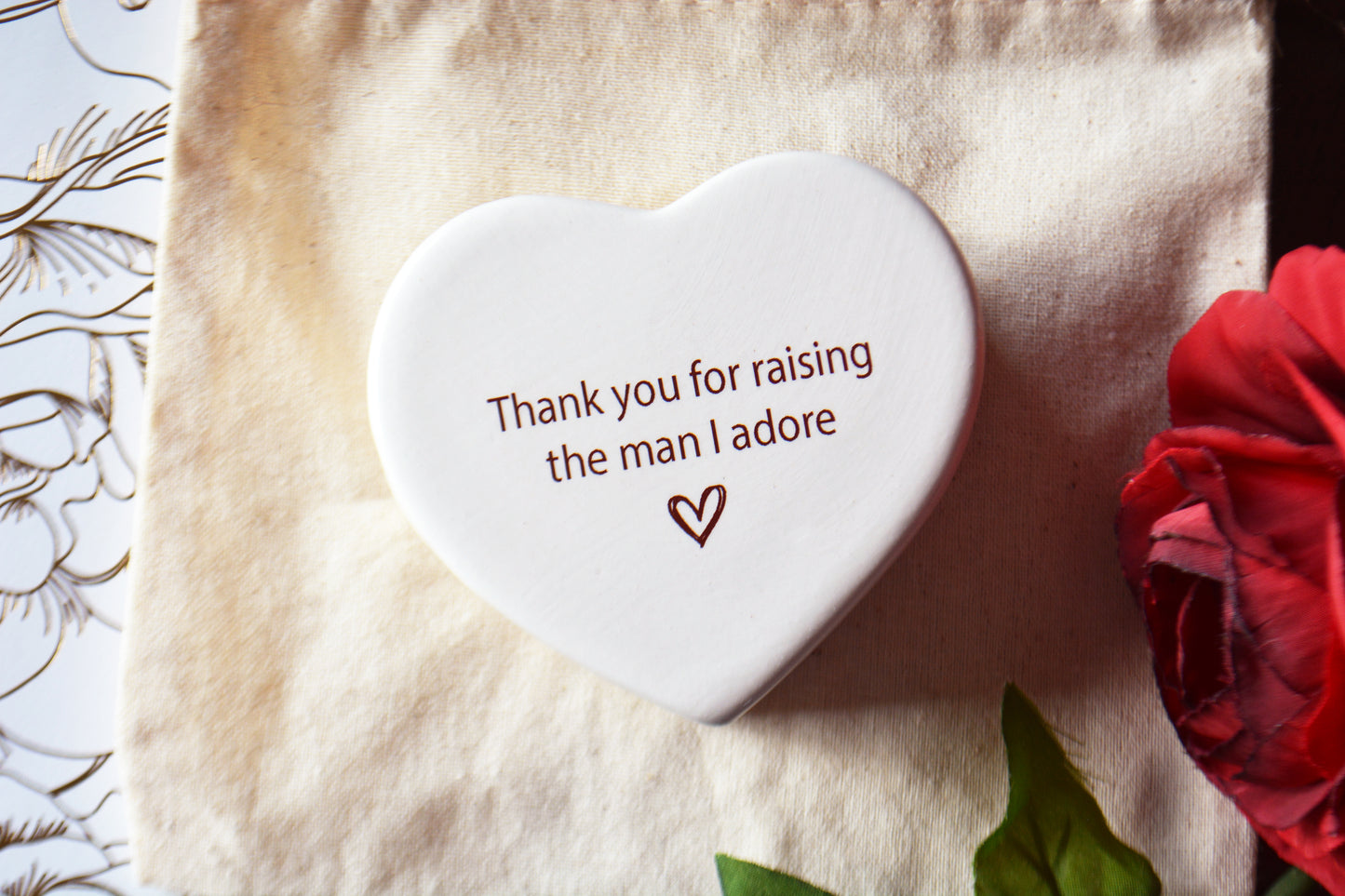 Thank You For Raising The Man I Prayed For Personalized Heart Keepsake Box - Unique Mother-in-Law Wedding Gift
