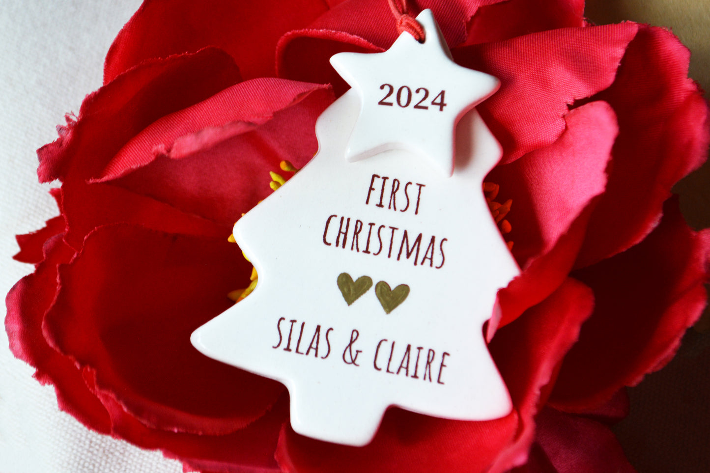 Personalized First Christmas Ornament for Twins - Welcome Home New Baby Gift