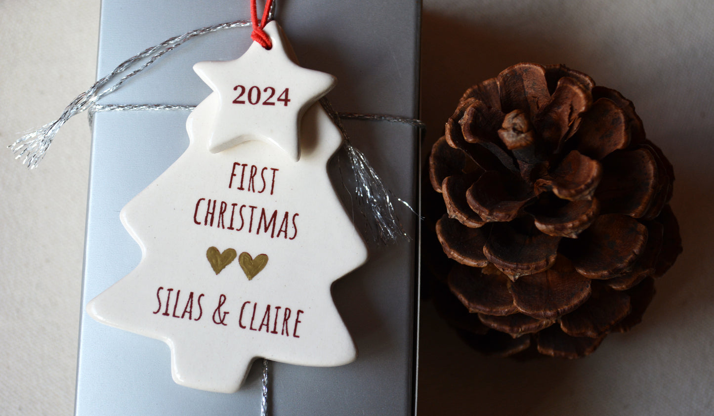 Personalized First Christmas Ornament for Twins - Welcome Home New Baby Gift