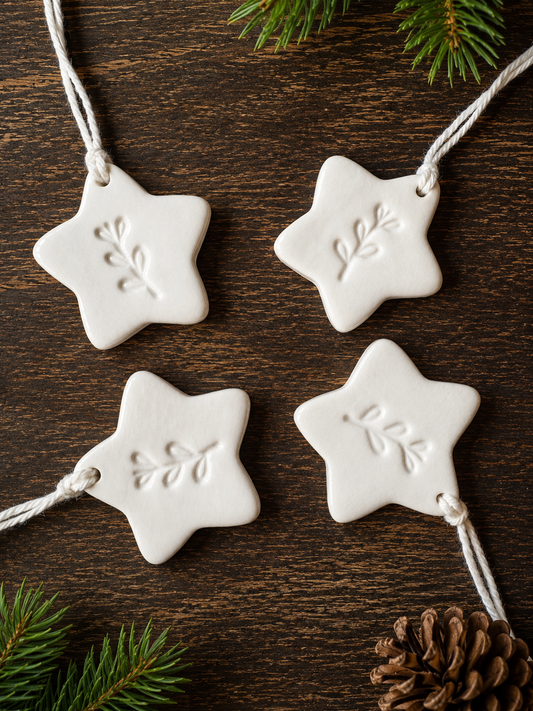 Handmade Ceramic Gift Wrap Tags, Wedding & Bridal Party Favor Tags, Heart Star Flower Moon