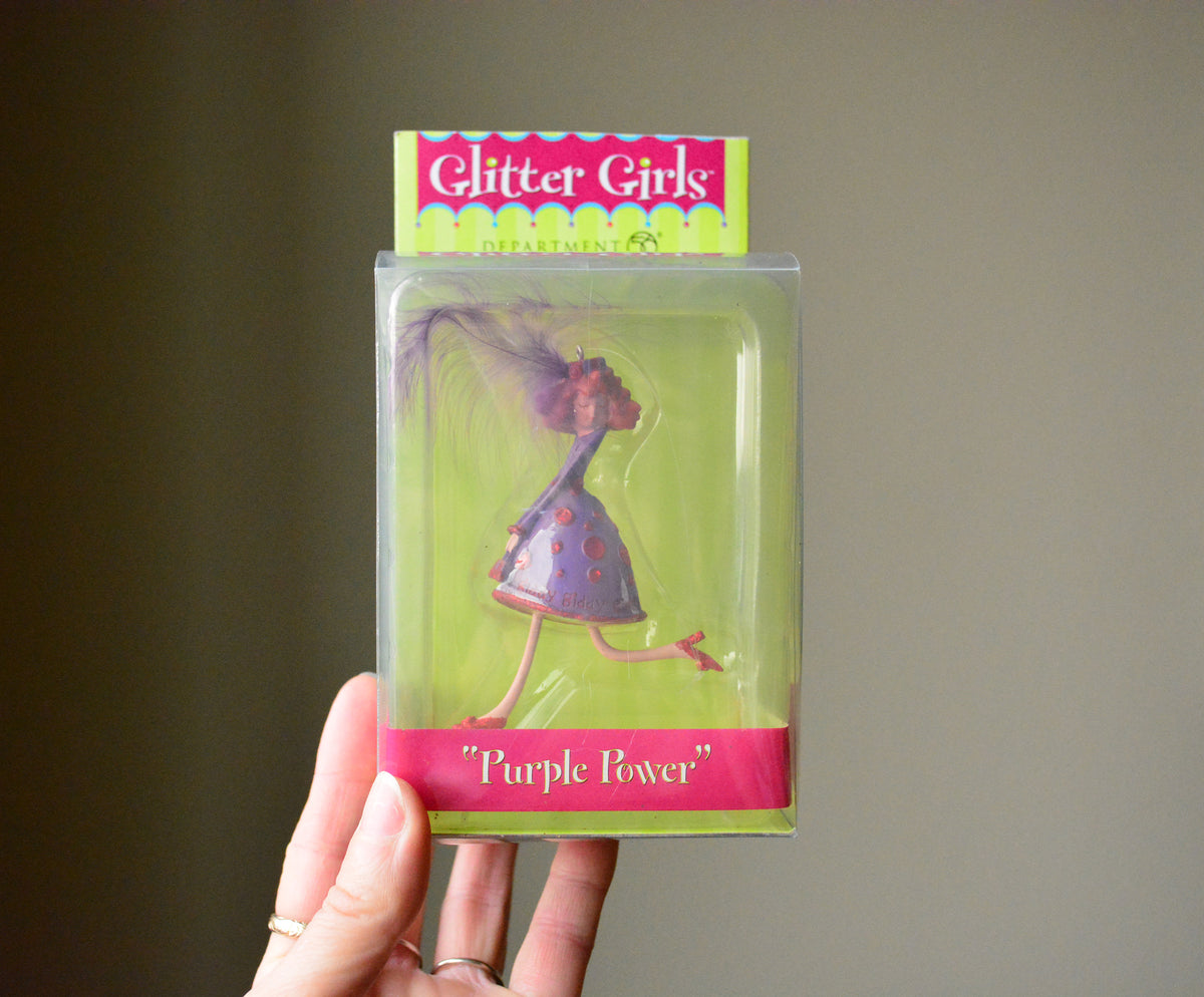 Vintage Department 56 Glitter Girls “Purple Power” Ornament with Original Packaging