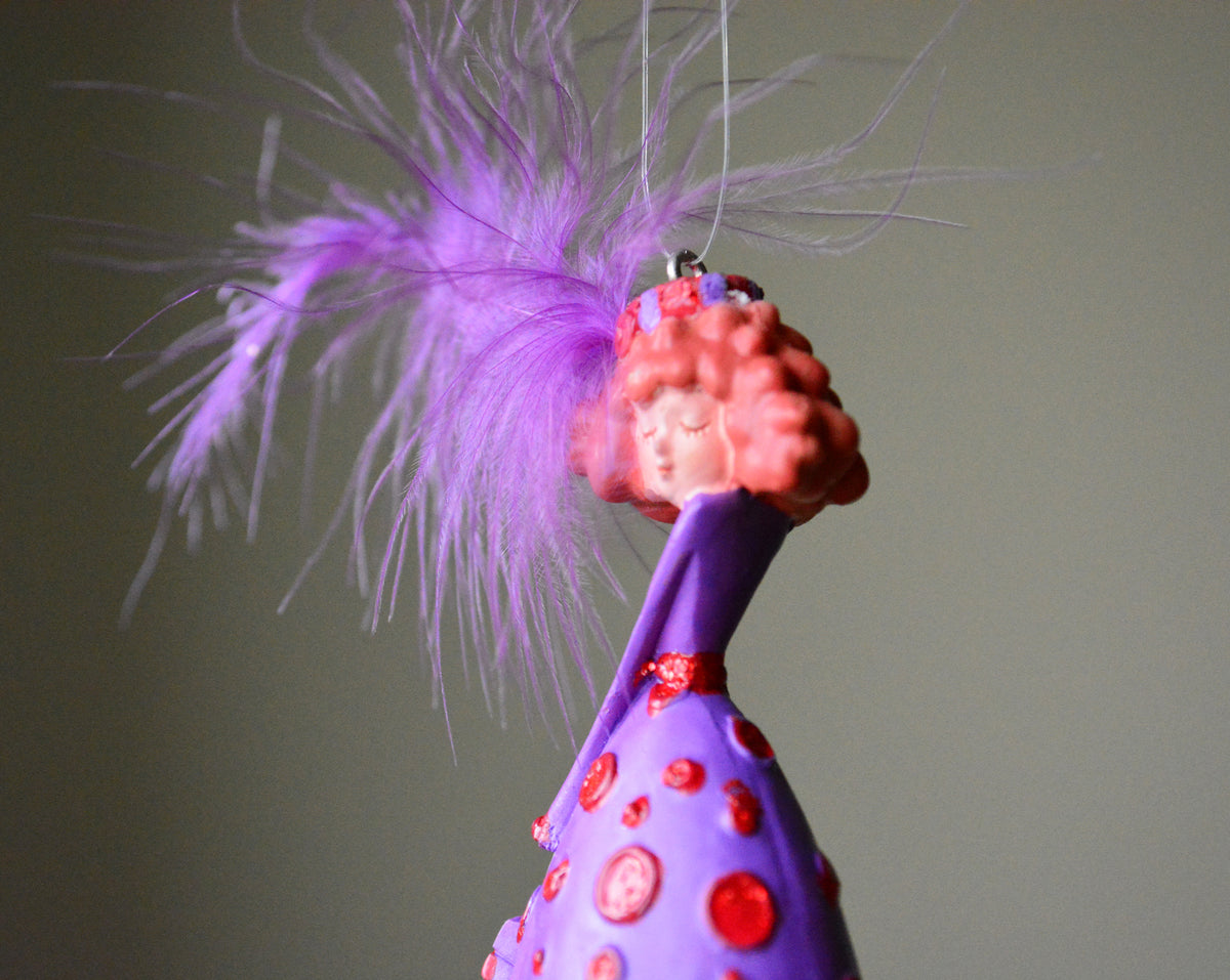 Vintage Department 56 Glitter Girls “Purple Power” Ornament with Original Packaging