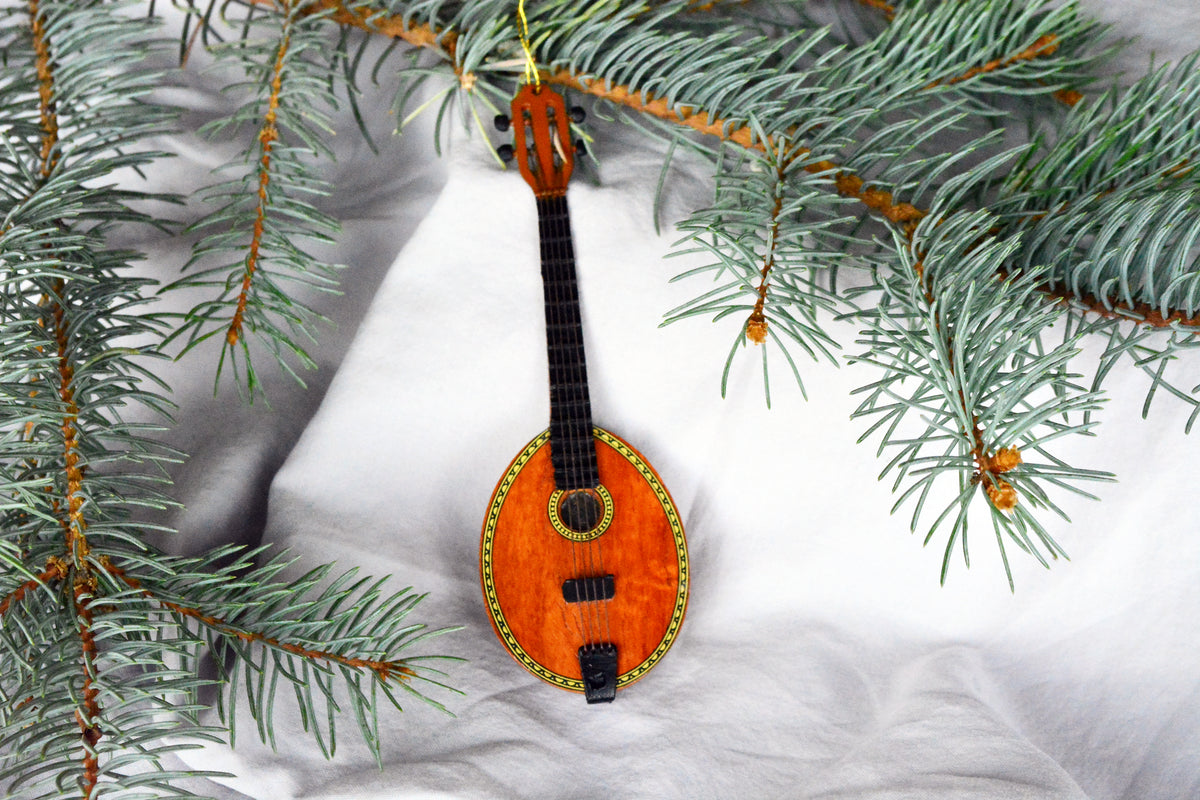 Vintage Wooden Musical Instrument Christmas Mandolin Ornament