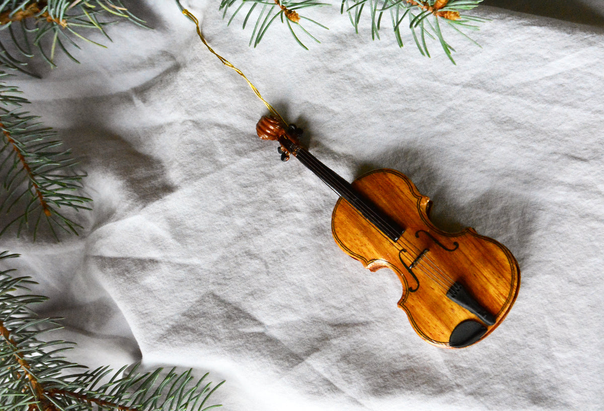 Vintage Wooden Musical Instrument Christmas Violin Ornament